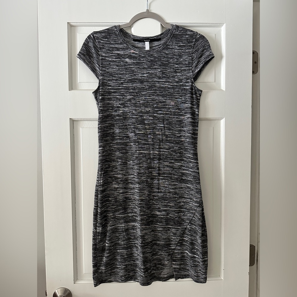 Kensie Heather Gray Asymmetrical Bodycon Mini Dress